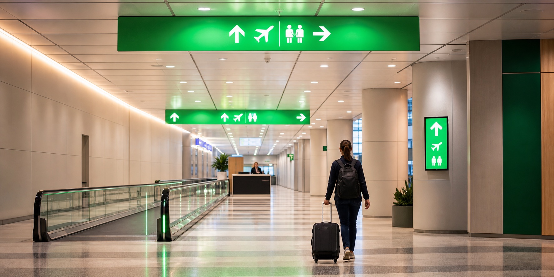 Traveler following a clear airport connections route